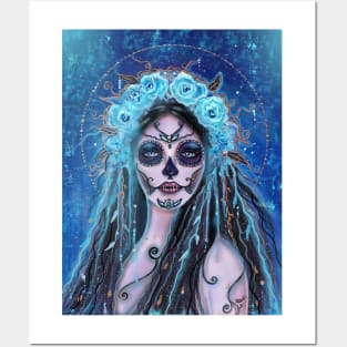 Day of the dead Blue Rosie By Renee Lavoie Posters and Art